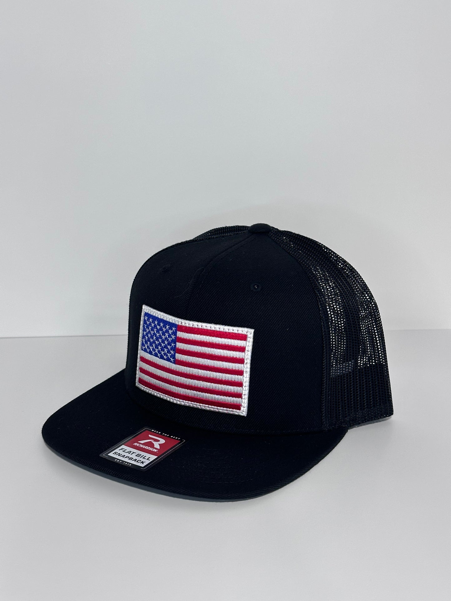 American Flag Hat - Flat Brim (Black)